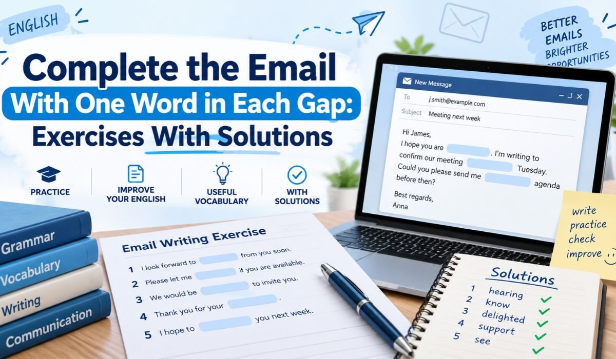 complete the email with one word in each gap